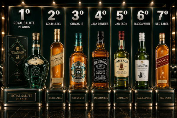 Royal Salute 21 e sete whiskies